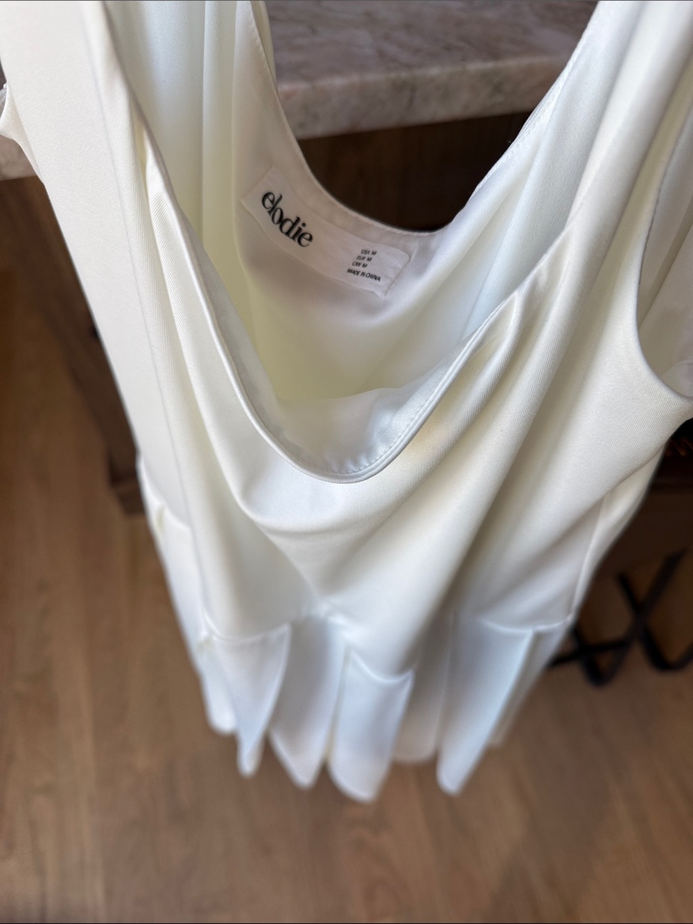 Elodie Cream Draped Neck Sleeveless Tank Top